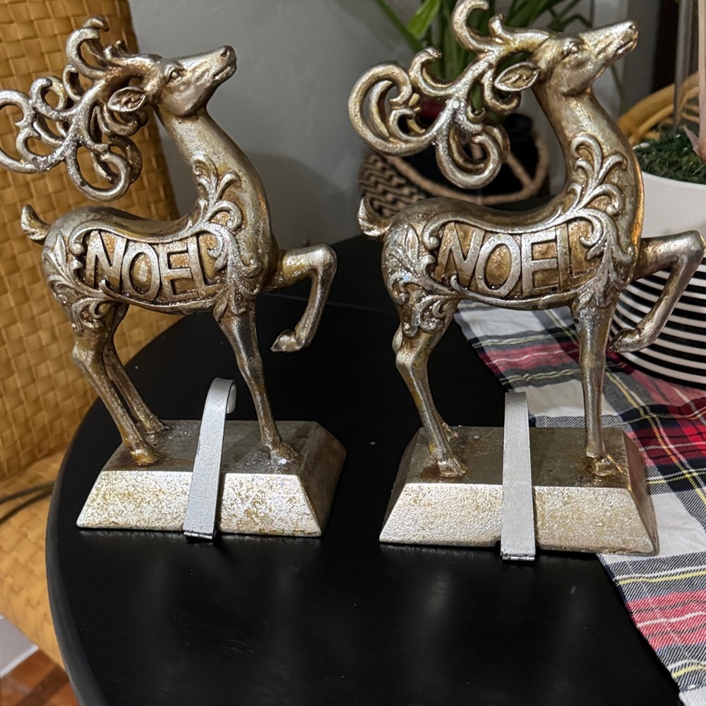 Gold Reindeer Stocking Holders